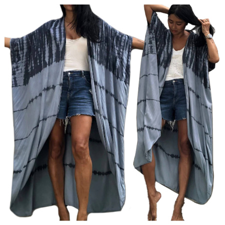 Pareo długa narzutka plażowa tunika z paskiem