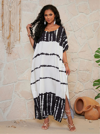 Pareo długa narzutka plażowa tunika z paskiem