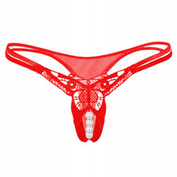 Stringi paseczki majtki z rozcięciem haft perełki