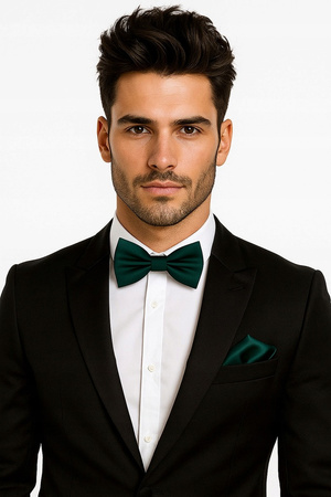 Zestaw mucha + poszetka - butelkowy zielony GŁADKIE