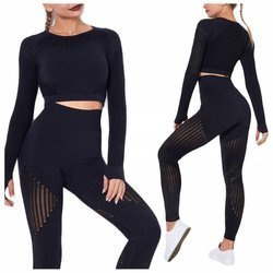 Komplet zestaw sportowy legginsy bezszwowe + top