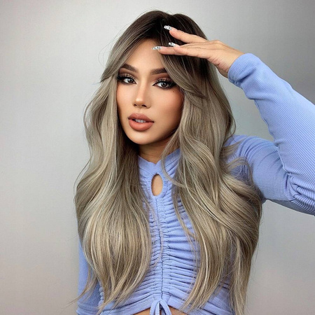 Peruka blond brąz falowana jak naturalna 