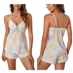 Piżama satynowa spodenki top dwuczęściowa