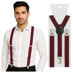 Szelki do spodni 2,5 cm bordowe