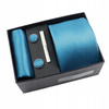 Zestaw męski w pudełku - krawat + poszetka + spinki do mankietów + spinka do krawata NIEBIESKI