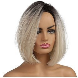 Peruka krótkie włosy ombre jasny blond