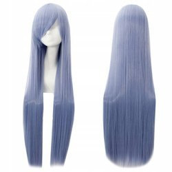 Peruka długa błękitna prosta cosplay