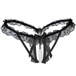 Stringi damskie koronkowe z perełkami