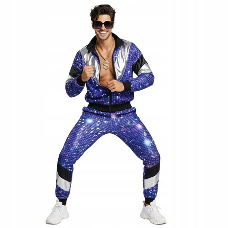 Dres w stylu retro z lat 70. i 80 - niebieski