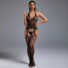 Bodystocking z kwiatowym motywem i efektem pasa do pończoch