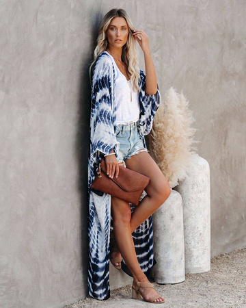 Pareo długa narzutka plażowa tunika z paskiem