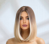 Peruka brąz blond ombre prosta do ramion