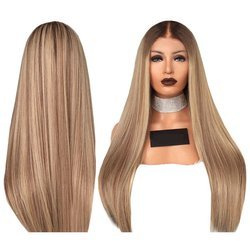 Peruka długa ombre ciemny blond brąz prosta