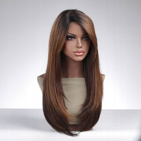 Peruka długa prosta brąz lace front