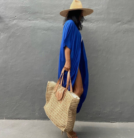 Pareo długa narzutka plażowa tunika z paskiem