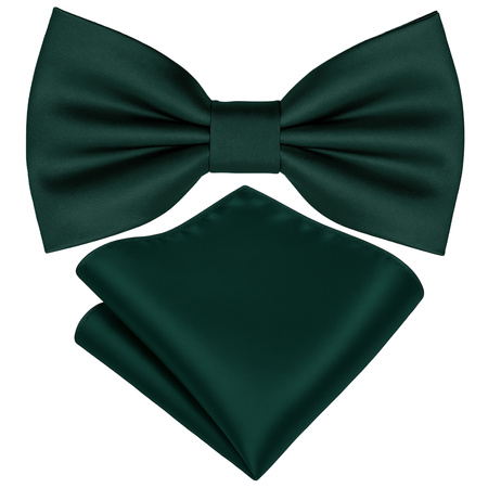 Zestaw mucha + poszetka - butelkowy zielony GŁADKIE