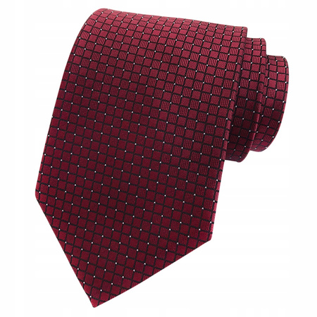 Krawat męski klasyczny w kratkę - bordowy