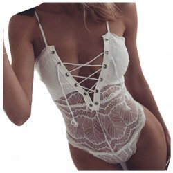 Body koronkowe na ramiączkach dekolt wiązanie