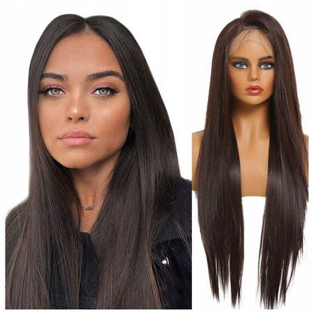 Peruka lace front długa brąz prosta