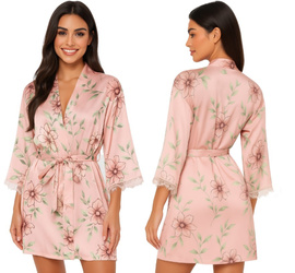 Satynowy szlafrok damski satyna podomka