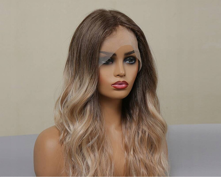 Peruka lace front blond brąz fale długie włosy