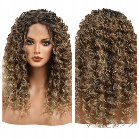 Peruka afro loki brąz lace front