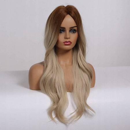 Peruka długa ombre blond brąz fale