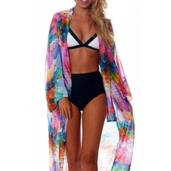 Długa wielokolorowa narzutka plażowa