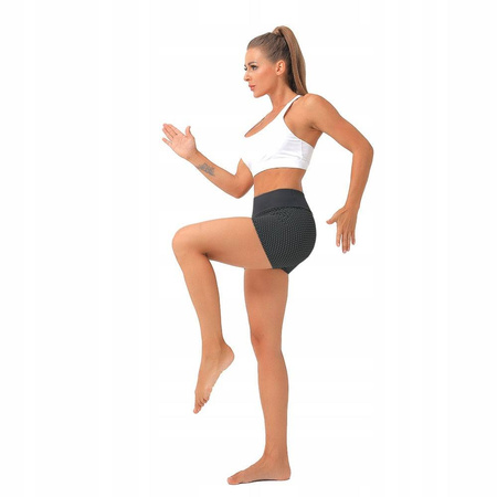 Spodenki sportowe fitness karbowane z wysokim stanem