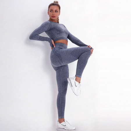 Komplet zestaw sportowy legginsy bezszwowe + top 