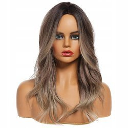 Peruka długa ombre brąz falowana