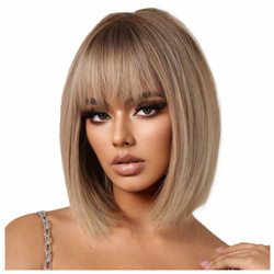 Peruka blond krótkie proste włosy grzywka