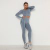 Komplet sportowy legginsy bezszwowe + top szary