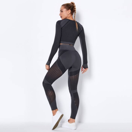 Komplet zestaw sportowy legginsy bezszwowe + top 