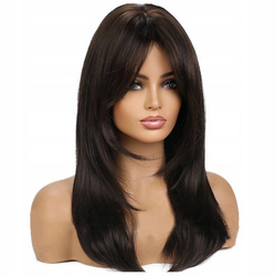 Peruka z grzywką prosta brąz