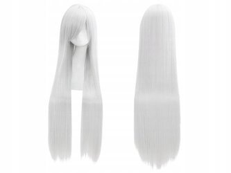 Peruka długa biała prosta cosplay