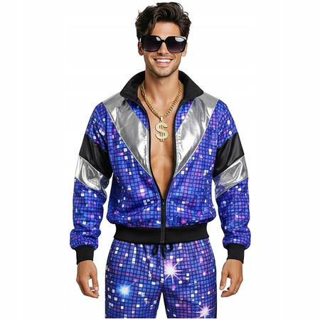 Dres w stylu retro z lat 70. i 80 - niebieski