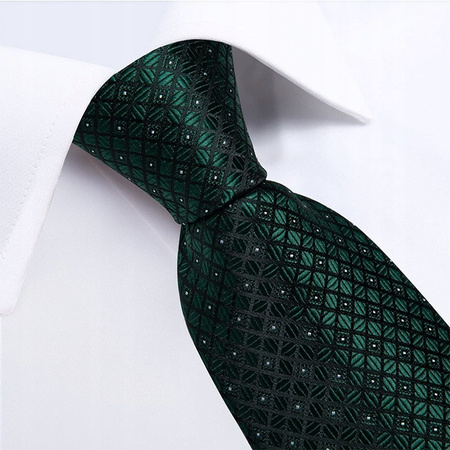 Żakardowy zestaw - krawat + poszetka + spinki