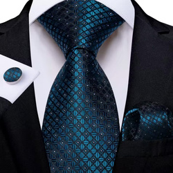 Żakardowy zestaw - krawat + poszetka + spinki