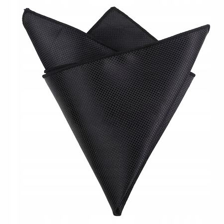 Poszetka męska w drobną kratkę - czarna