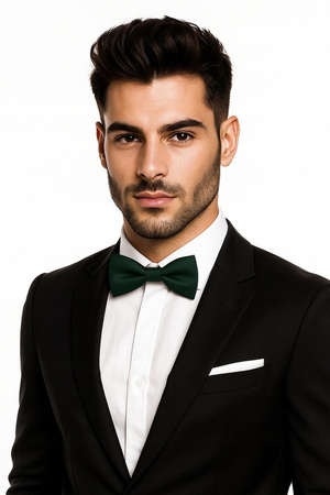 Elegancka muszka męska - BUTELKOWY ZIELONY