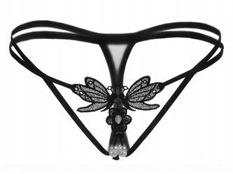 Koronkowe stringi z perełkami