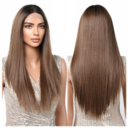 Peruka lace front długa brąz prosta