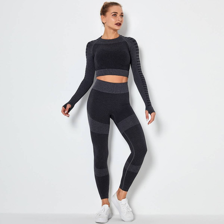 Komplet zestaw sportowy legginsy bezszwowe + top 