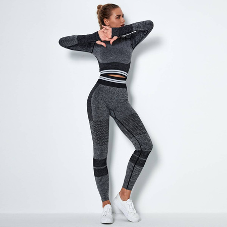 Komplet zestaw sportowy legginsy bezszwowe + top 