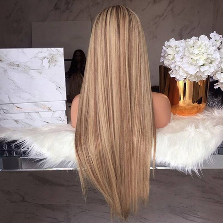 Peruka długa ombre ciemny blond brąz prosta