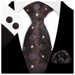 Żakardowy zestaw - krawat + poszetka + spinki
