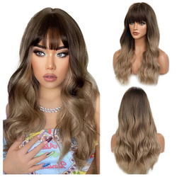 Peruka z grzywką brąz blond ombre