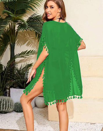 Pareo plażowe z frędzelkami ZIELONE