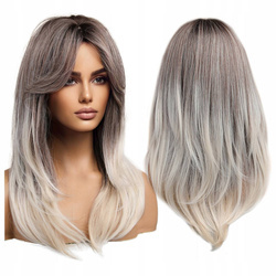 Peruka długa ombre szara blond